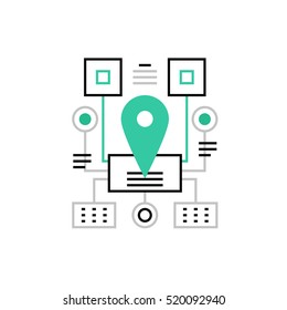Modern vector icon of website map, internet page navigation scheme and structure. Premium quality vector illustration concept. Flat line icon symbol. Flat design image isolated on white background.