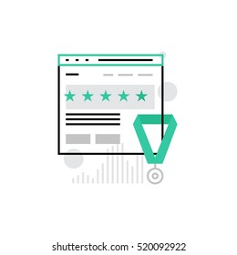 Modern vector icon of website ranking and internet analytics, top page online. Premium quality vector illustration concept. Flat line icon symbol. Flat design image isolated on white background.