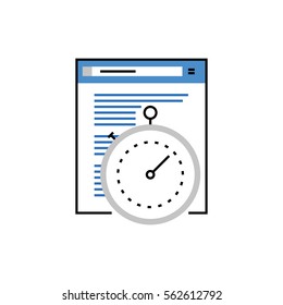 Modern vector icon of website uptime, internet connection speed and browser window. Premium quality vector illustration concept. Flat line icon symbol. Flat design image isolated on white background.