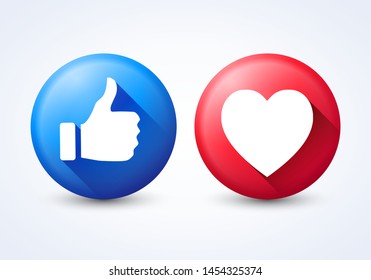 Modern Vector Icons Like and Heart Isolated. Button Design Elements for Social Network.