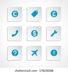 Modern vector icons set bend paper effect. Vector design elements for web and mobile design. 