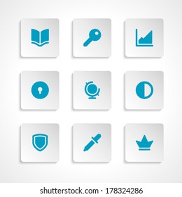 Modern vector icons set bend paper effect. Vector design elements for web and mobile design. 