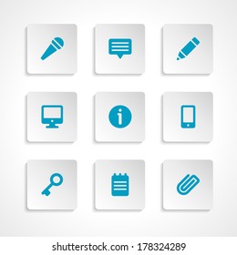 Modern vector icons set bend paper effect. Vector design elements for web and mobile design. 