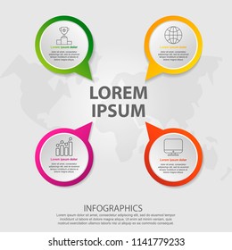 Modern vector illustration 3D. Infographic template with four elements, drops and text. Step by step. Design for business, presentations, web design, diagrams with 4 steps.