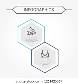 Modern vector illustration 3D. Infographic template with two hexagon elements. Designed for business, presentations, web design, diagrams with 2 steps for workflow layout, annual report.