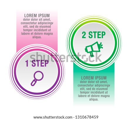 Modern vector illustration 3D. Infographic circles template with two elements, sectors, icons. Designed for business, presentations, web design, interface, workflow layout, diagrams with 2 steps