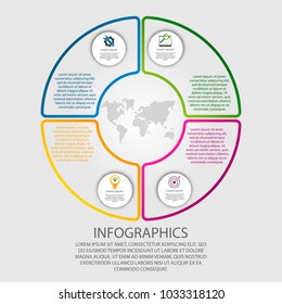 Modern vector illustration 3D. Template of circular infographics with four elements, sectors and percentages. Designed for business, presentations, web design, diagrams with 4 steps.