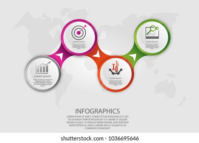 Modern vector illustration 3d. Template circle infographics with four elements. Designed for business, presentations, web design, diagrams with 4 steps, options, parts or processes. Creative concept.