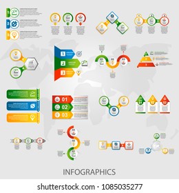 Modern vector illustration 3d. Template infographics set with three elements, sectors and percentages. Contains icons and text. Designed for business, presentations, web design, diagrams with 3 steps.