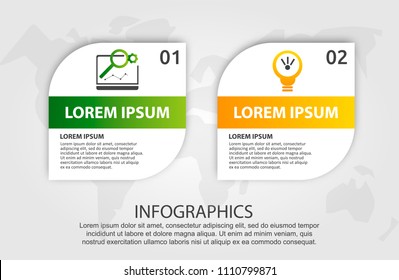 Modern vector illustration 3D. Template of a square with rounded corners infographics with two elements. Designed for business, presentations, web design, diagrams with 2 steps. Step by step.