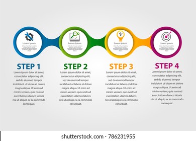 Modern vector illustration 3d. Template circle infographics with four elements. Designed for business, presentations, web design, diagrams with 4 steps, options, parts or processes. Creative concept.