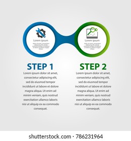 Modern vector illustration 3d. Template circle infographics with two elements. Designed for business, presentations, web design, diagrams with 2 steps, options, parts or processes. Creative concept.