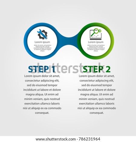 Modern vector illustration 3d. Template circle infographics with two elements. Designed for business, presentations, web design, diagrams with 2 steps, options, parts or processes. Creative concept.