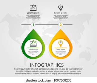 Modern vector illustration 3d. Timeline infographics template with two elements, steps. Contains icons and text. Designed for business, presentations, web design, diagrams with 2 steps.