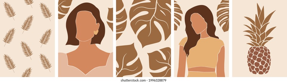 moderne Vektorgrafik - abstrakte boho-tropische Sommerplakate