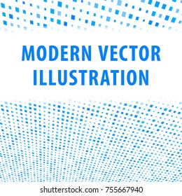 Modern vector illustration. Abstract pixel background. Stylish background. Grid with squares of the different size. Fading blue pixel pattern. 