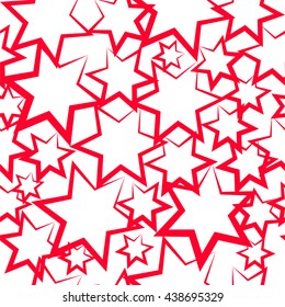 Modern vector illustration, abstract seamless pattern with red stars, perfect background with star for wall paper, fabric, cover and interior design