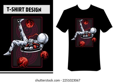 modern vector illustration, astronaut is playing football in space, doing bicycle kick.