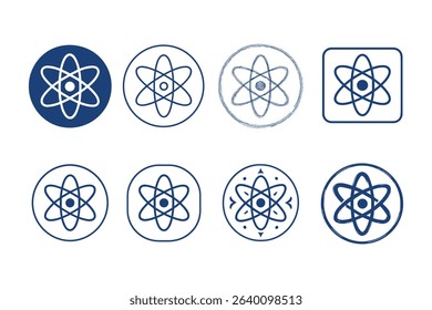 Modern Vector Illustration of Atom Icons on White Background for Science and Technology