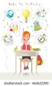 Modern vector illustration /  back to school concept /  pupil and different lessons