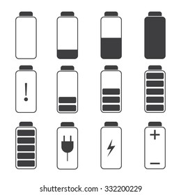 Modern vector illustration of a battery charging symbols. Battery charge.