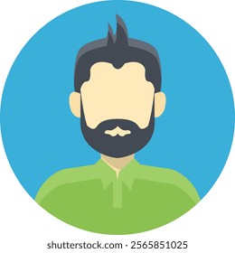 Modern vector illustration of a bearded man with stylish hair, perfect for digital marketing, branding, and creative projects with a contemporary flair