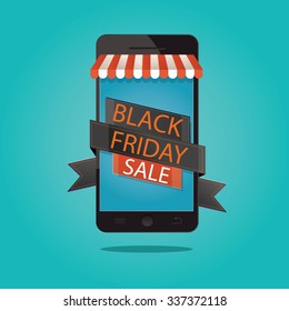 Modern vector illustration of black friday sale, online store