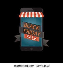 Modern vector illustration of Black Friday sale. Online store.
