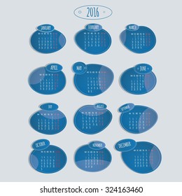 Modern vector illustration of brightness colorful calendar 2016