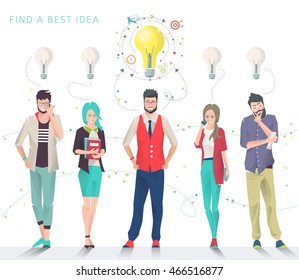 Modern vector illustration / Business concept of choice and searching best idea /  can be used for websites and banners 