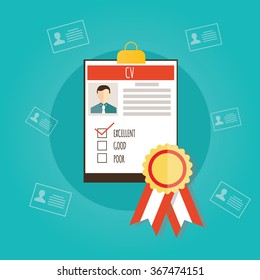 Modern vector illustration of business cv resume, human resources