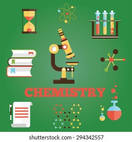 modern vector illustration of chemistry flat icon set