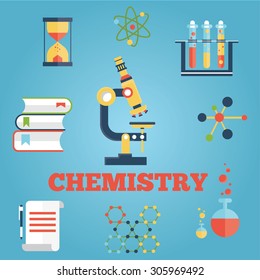 modern vector illustration of chemistry flat icon set