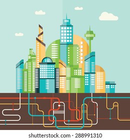 modern vector illustration of city canalization