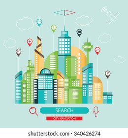 Modern vector illustration of city navigation
