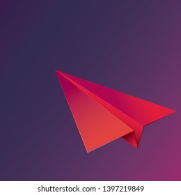 Modern vector illustration of colourful paper plane. Aircraft in lava colour