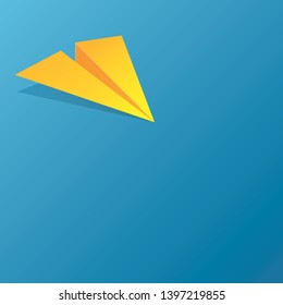 Modern vector illustration of colourful paper plane. Aircraft in lava colour