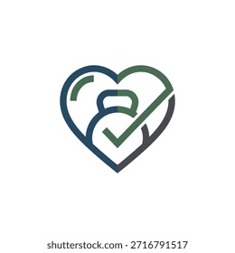 Ilustración vectorial moderna que combina un corazón, una campana y una marca de verificación para representar la salud, los objetivos de acondicionamiento físico y el bienestar activo. Ideal para conceptos de bienestar y ejercicio.