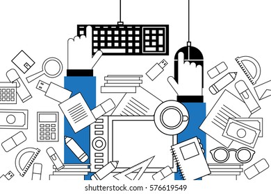 Modern Vector Illustration. Composition With The Image Of Messy  On Your Desktop