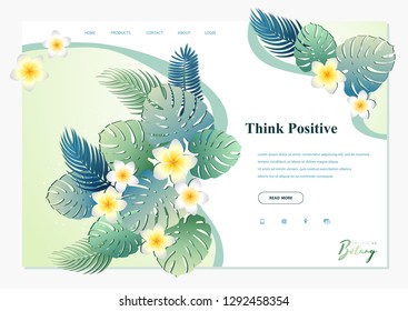 Modern vector illustration concept with exotic flowers and leaves for website and mobile website development. Creative landing page design template