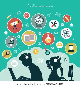 Modern vector illustration concept. Iinfographics background education. Concept of online education.