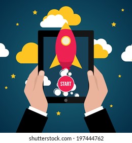 Modern vector illustration concept for new business project start up, launching new product or service 