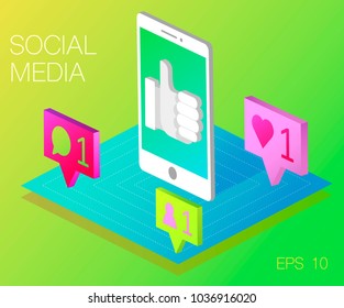 Modern vector illustration concept of social media icons. Like icon.