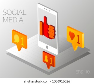 Modern vector illustration concept of social media icons. Like icon.