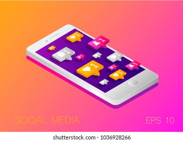 Modern vector illustration concept of social media.