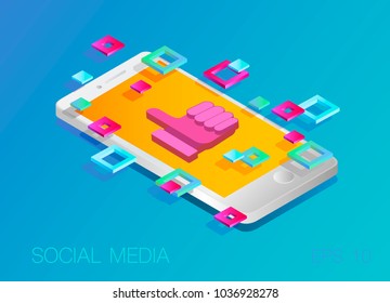 Modern vector illustration concept of social media. Like icon.