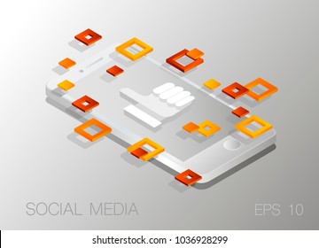 Modern vector illustration concept of social media. Like icon.