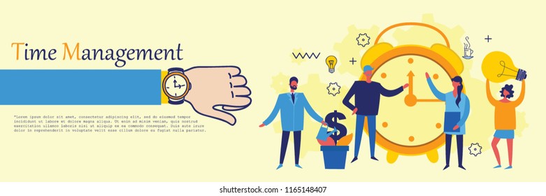  Modern vector illustration concept of time management and creative thinking in flat design 