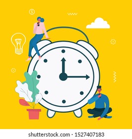 Modern vector illustration concept of time management and creative thinking in flat design
