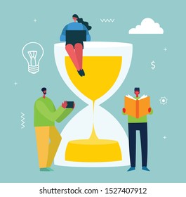 Modern vector illustration concept of time management and creative thinking in flat design